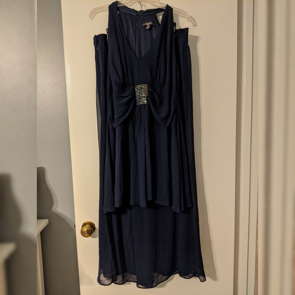 R&M Richards Formal Navy sleeveless pant suit